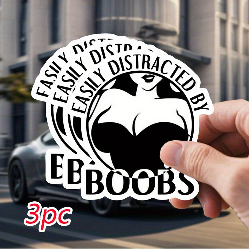 3pcs “Easy to Distract You” Funny Vinyl Stickers 😄✨ – 3-Inch Humorous Decals for Cars, Laptops & More