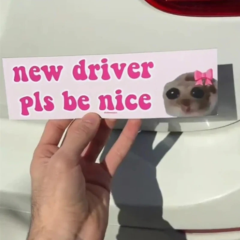 Waterproof “New Driver” Front License Plate Sticker 🚗✨ – Durable & Cute Car Accessory