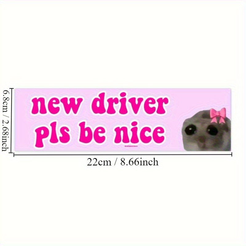 Waterproof “New Driver” Front License Plate Sticker 🚗✨ – Durable & Cute Car Accessory