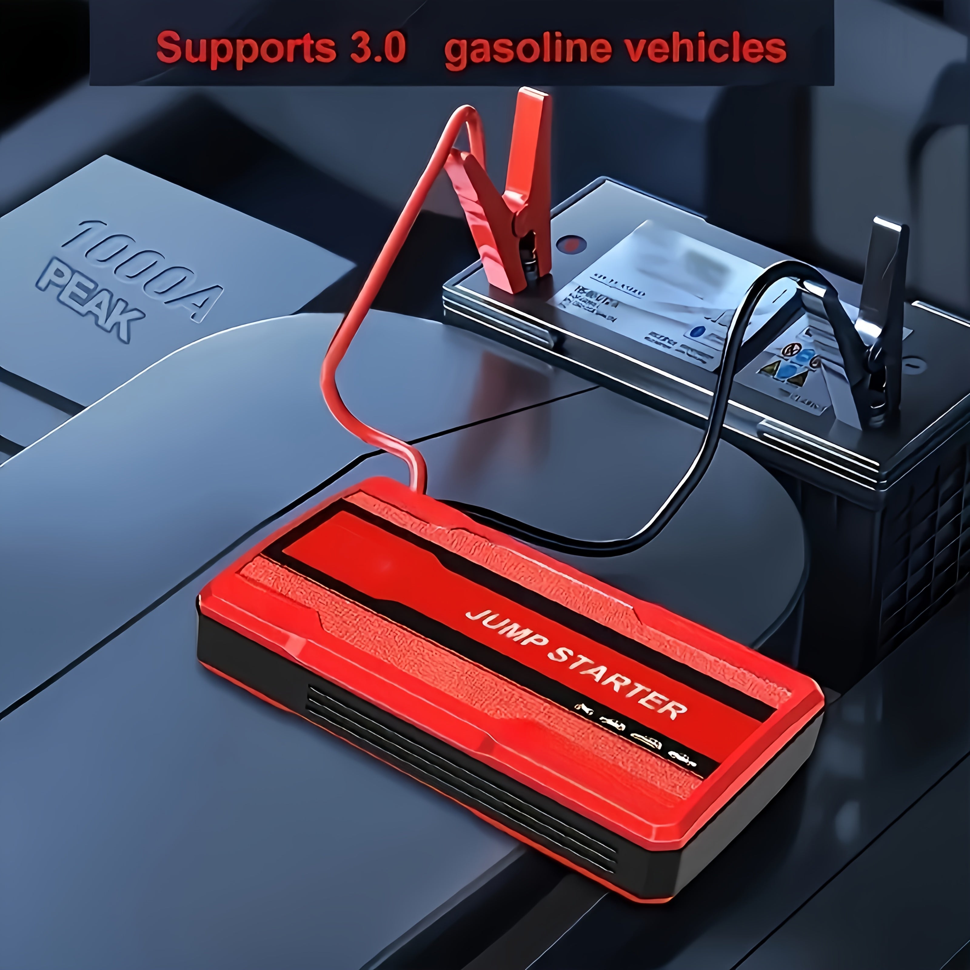 Car Jump Starter & Portable Battery Booster 🔋🚗 – Dual USB, LED Flashlight, Emergency Power Supply