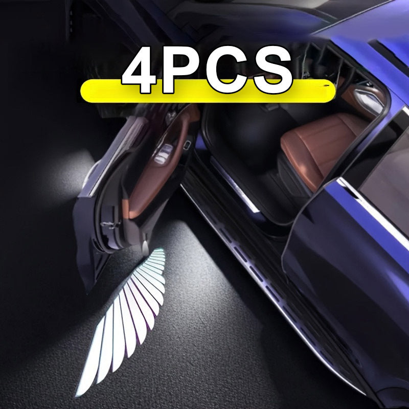 4-Piece LED Door Projection Lights with Wing Design 🚗✨ – Carbon Fiber Finish, Auto-On, Dynamic Effect